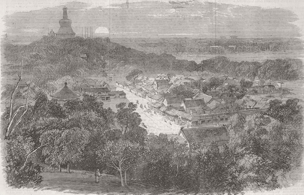 CHINA. Gdns & Buddhist Temple, Imperial City, Beijing 1861 old antique print